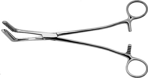 Wertheim-Cullen Pedicle Clamp, Right Angle Jaws W/ Longitudinal Serrations, 2" (5.1 Cm) Long, 8 1/2" (21.6 Cm)